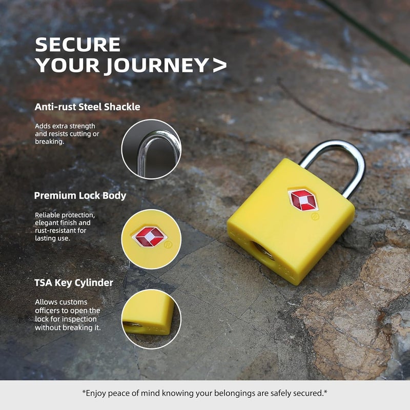 UP Security TSA Locks for Luggage, Keyed Alike Luggage Locks TSA Approved 4 Pack, Small Padlock with Key, Padlocks with Keys for Suitcase, Backpack, Bag Zipper, Tool Box, Case, Travel Essentials - Image 2